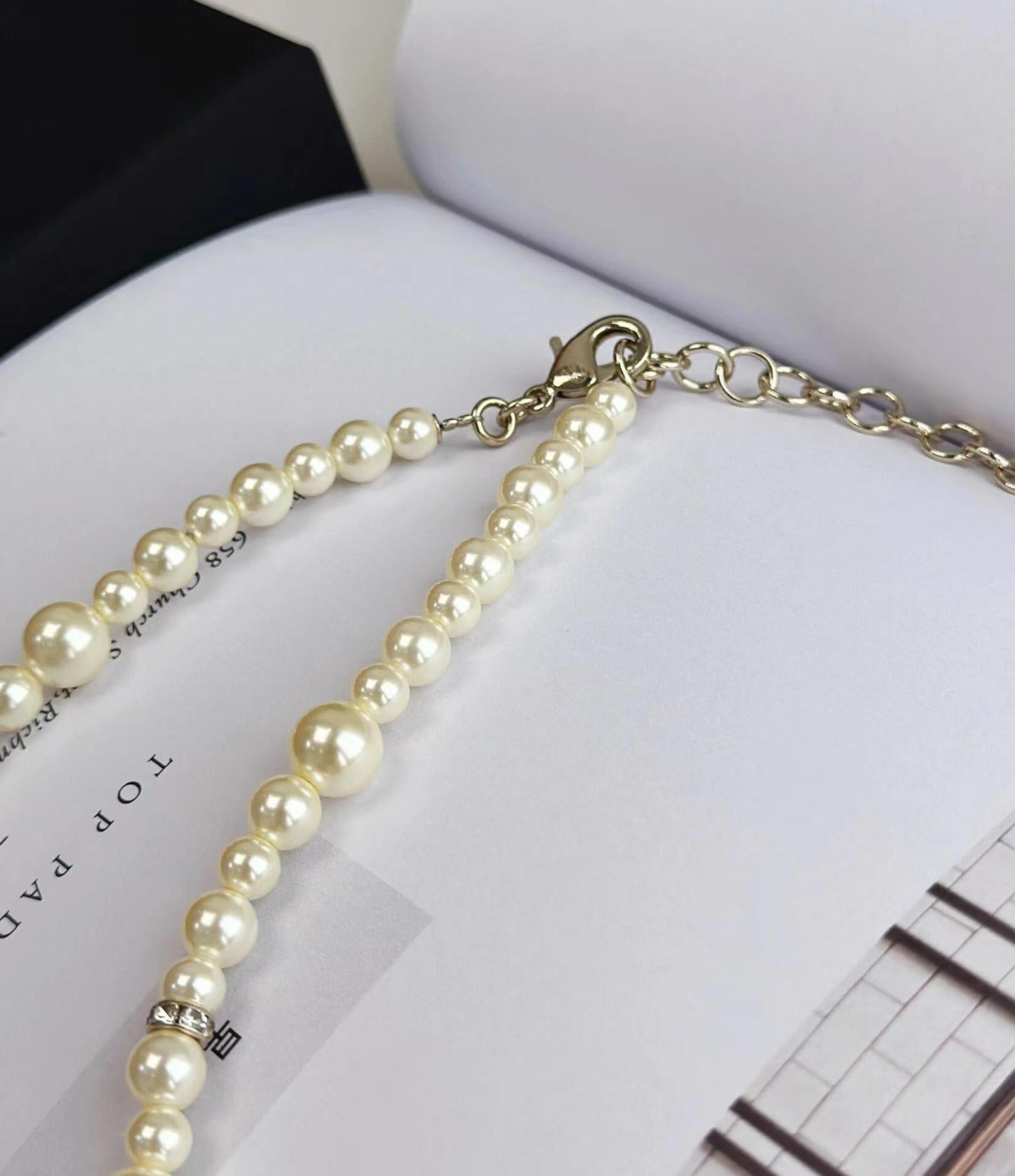 New pearl and diamond logo necklace