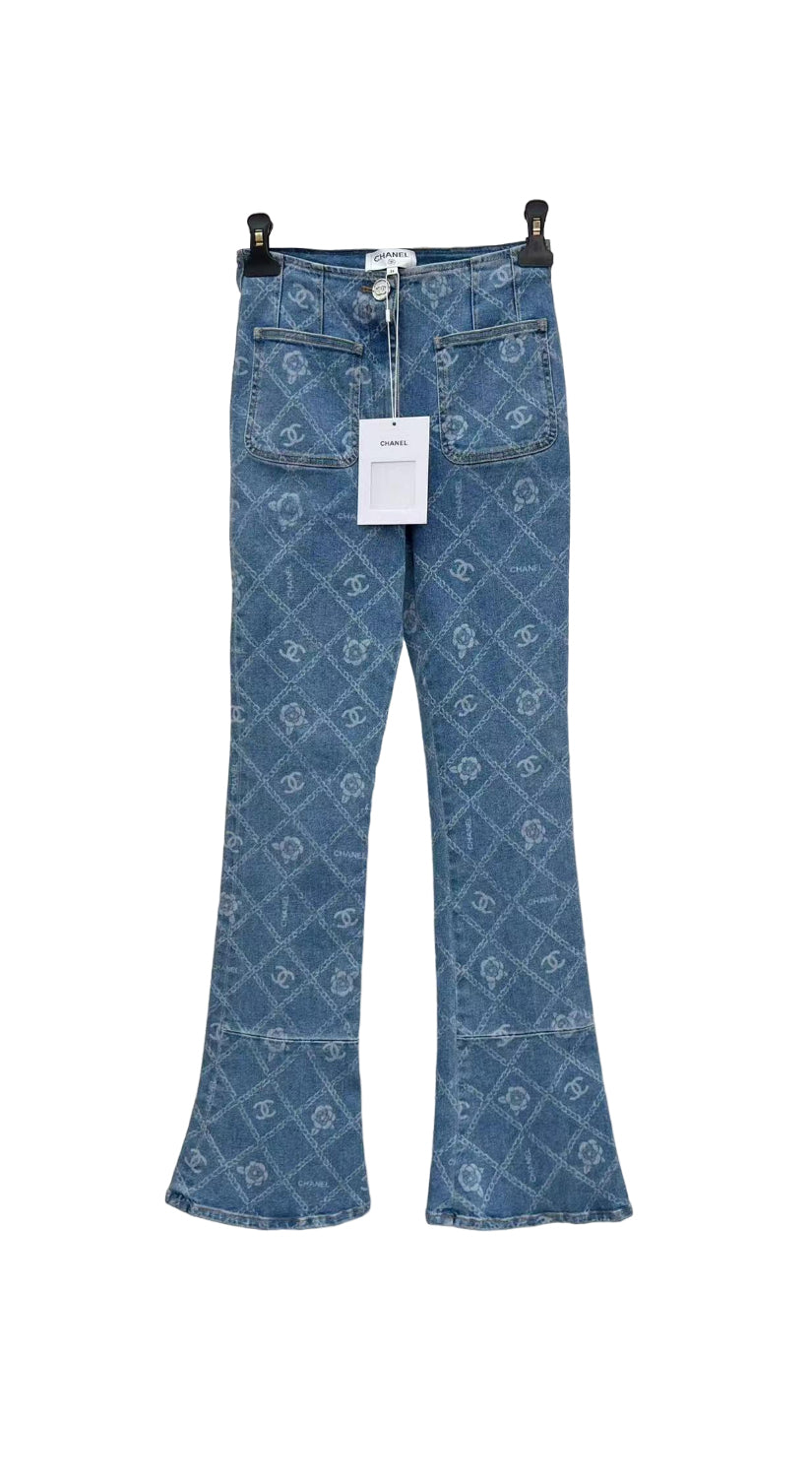 New style printed full-covered flared jeans