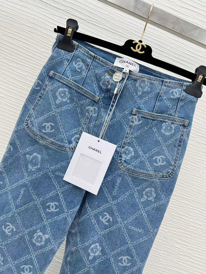 New style printed full-covered flared jeans