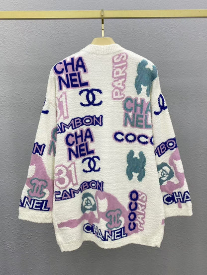 New Letter Print Knit Cardigan