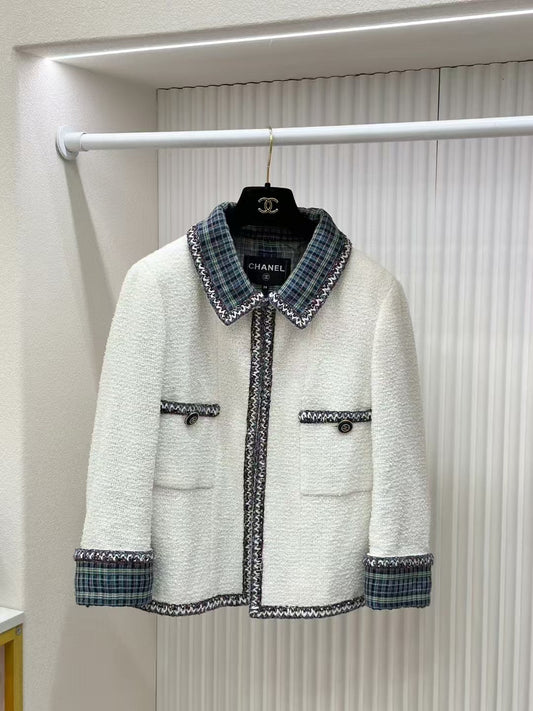 New woven collar tweed jacket