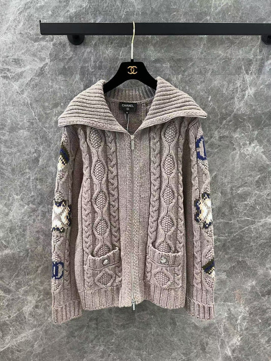 New Zipper Cashmere Sweater Jacket