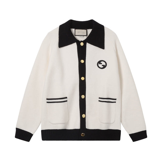 GG Contrast Collar Cardigan Sweater