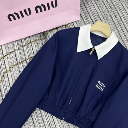 MIU contrast lapel suit jacket