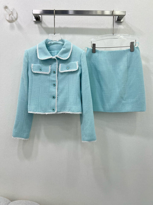 Chan*l 25 Early Spring Lapel Blazer + Short Skirt Set（sell well）