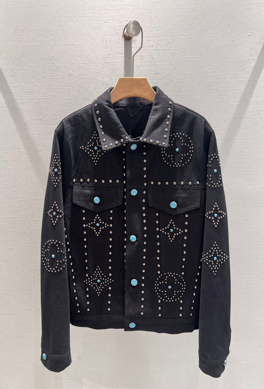 24ss latest denim jacket rivet pattern