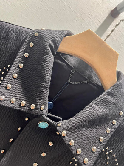 24ss latest denim jacket rivet pattern