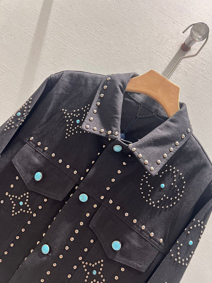 24ss latest denim jacket rivet pattern