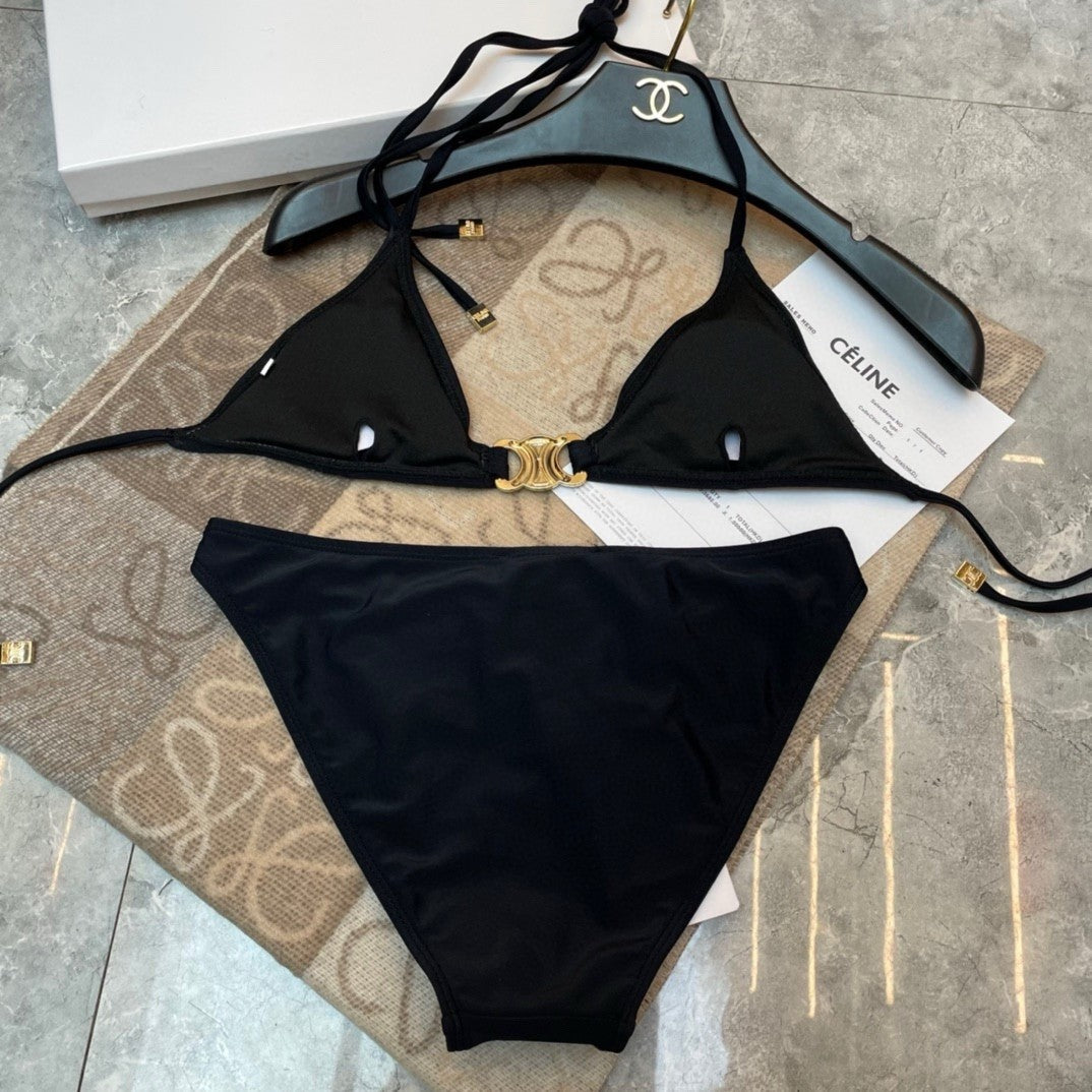 New sexy hot girl bikini swimsuit with big metal logo