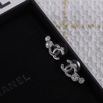 New Double C Silver Earrings