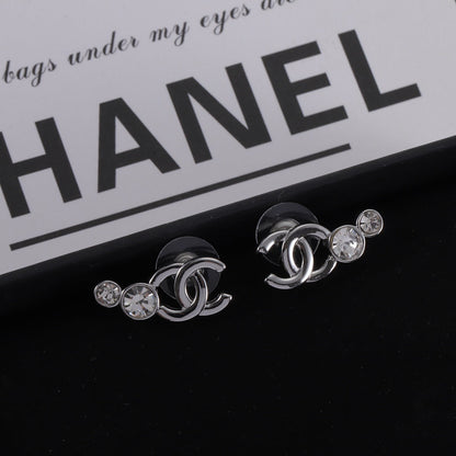 New Double C Silver Earrings