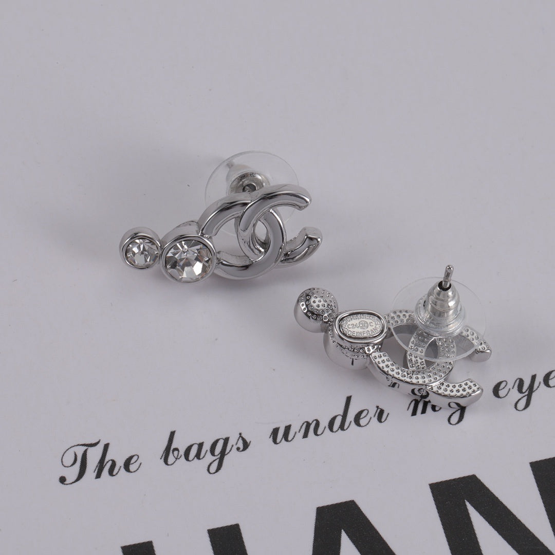 New Double C Silver Earrings