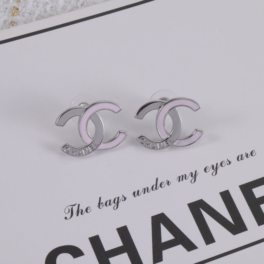 New two-tone logo engraved earrings