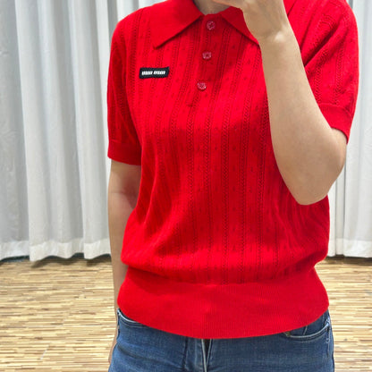 MIU25 Early Spring New Letter Logo Knitted Polo Shirt (Special Sale)